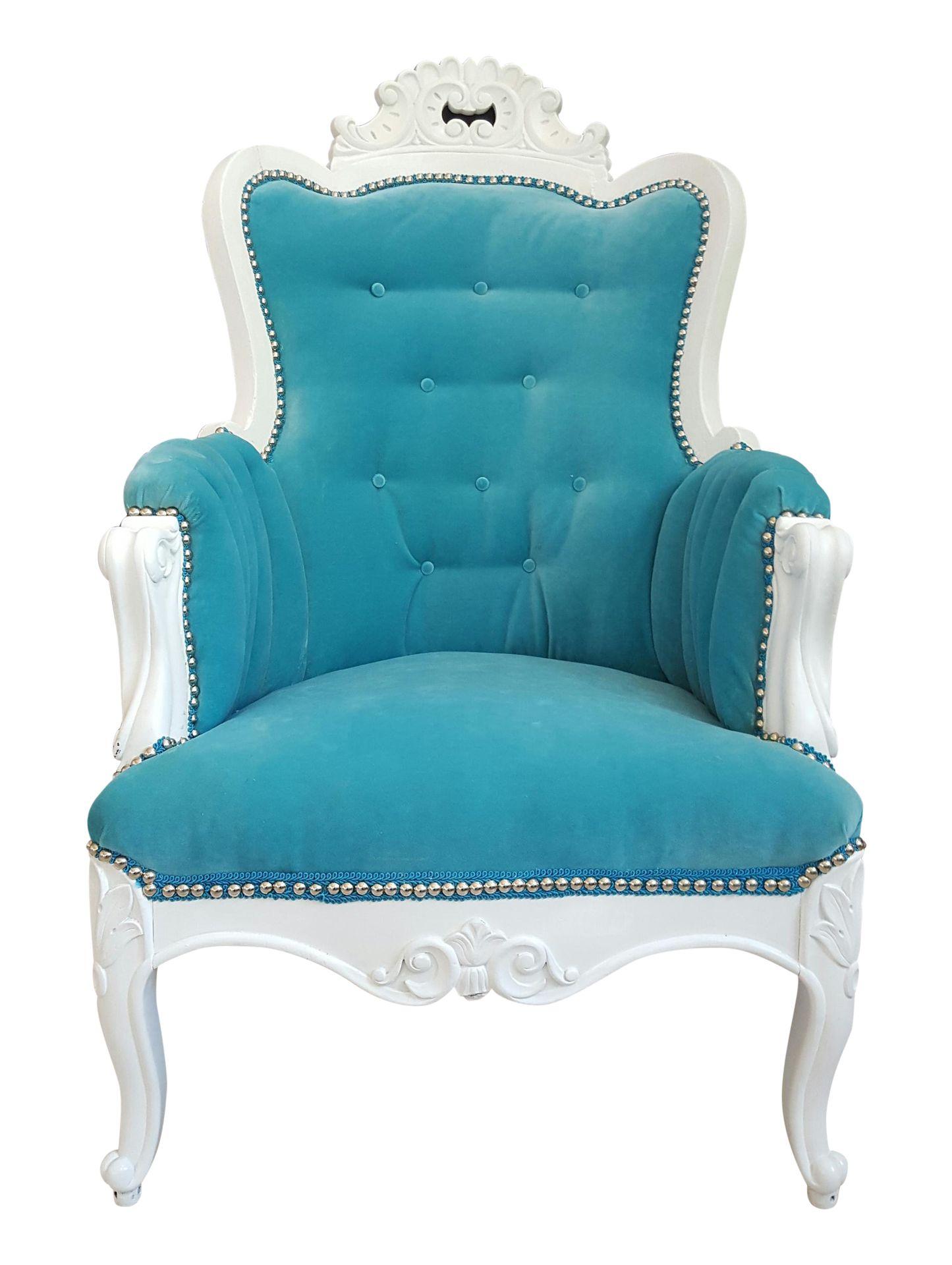 Antique Turquoise Velvet Accent Chair 