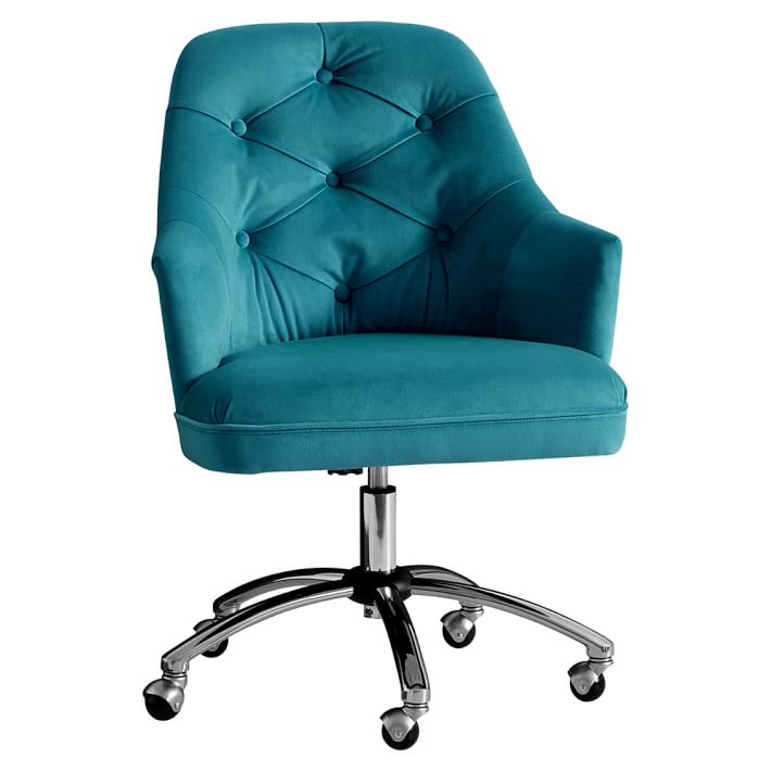 Peacock Velvet Tufted Desk Chair