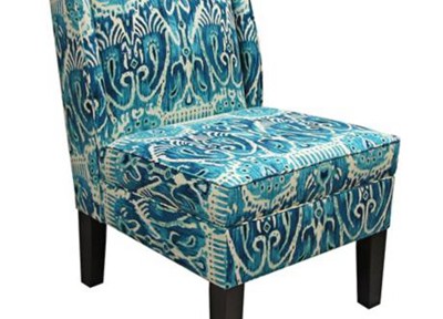 Alessandra Teal Wingback Accent Chair