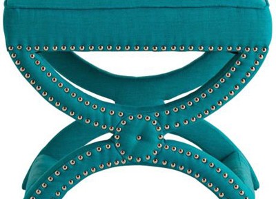 Arteriors Home Tennyson Turquoise Linen Stool