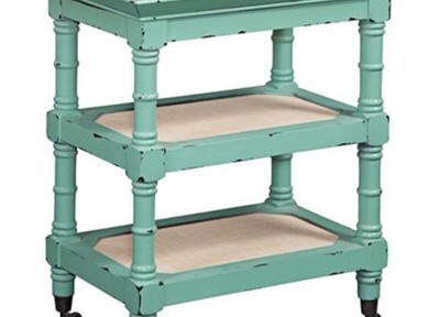 Harbortown Distressed Aqua Tray Table