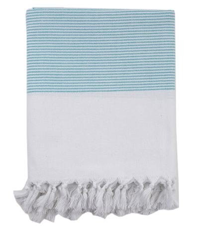 Turkish Turquoise Striped Fouta Towel