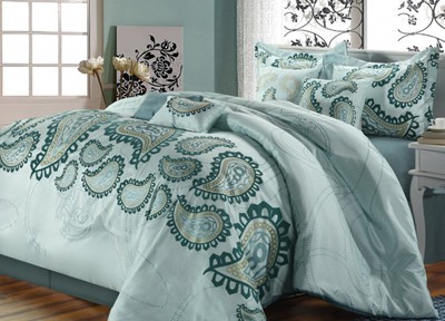 Taj 8-piece Aqua Comforter Set