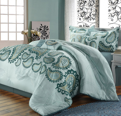 Taj 8-piece Aqua Comforter Set