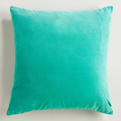 Beryl Green Cotton Velvet Throw Pillows