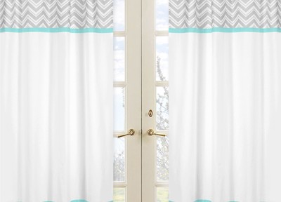 Turquoise Grey Zig Zag 84-inch Curtain Panel Pair