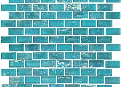 Geo Glass Brick 12″ x 12″ Glass Mosaic in Blue