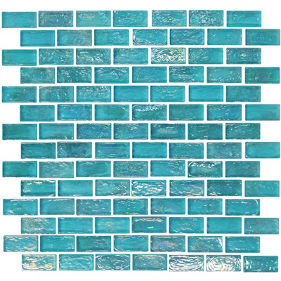 Geo Glass Brick 12" x 12" Glass Mosaic in Blue