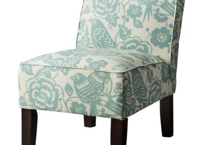 Burke Blue Floral Armless Slipper Chair