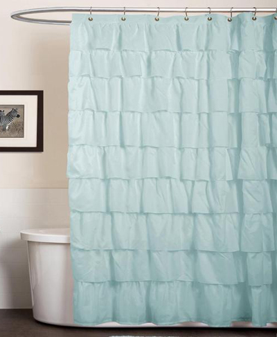 Lush Decor Ruffle Aqua Blue Shower Curtain