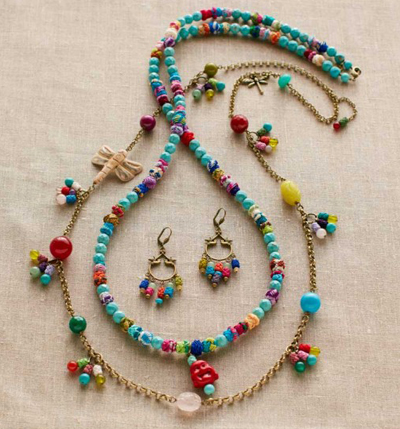 Marrakech Button Necklace and Earrings