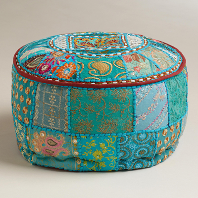 Small Turquoise Pouf