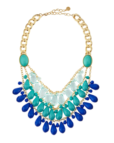 Turquoise-Blue Teardrop Bib Necklace