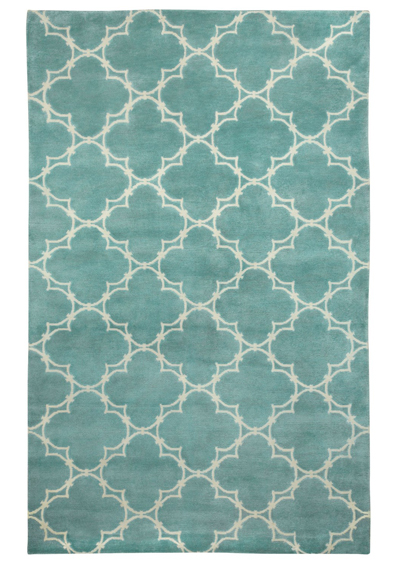 COCOCOZY Yale Pale Blue Cream Hand Knotted Wool Rug