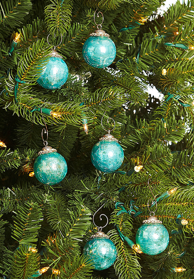 Crackled Turquoise Ball Ornament Set