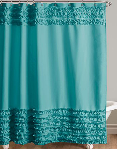 Skye Turquoise Fabric Shower Curtain