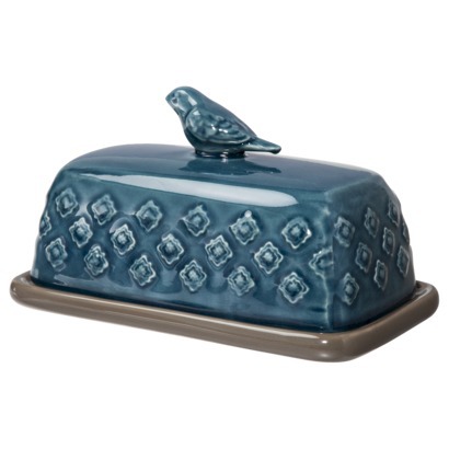 Teal Stoneware Butter Dish