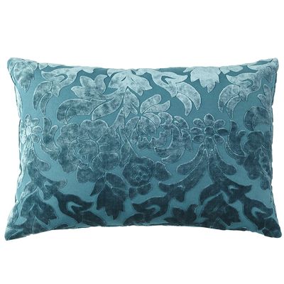 Teal Velvet Damask Pillow