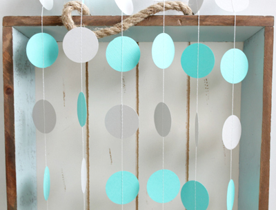 Turquoise and Grey 12 ft Circle Paper Garland