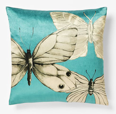 Butterfly Sketch Silk Pillow Cover