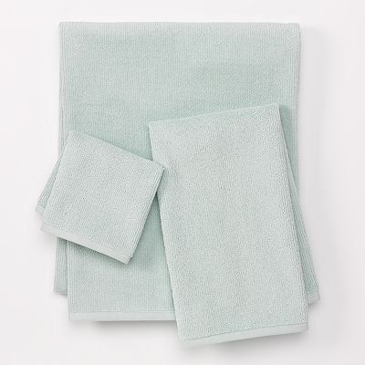 Aqua Microrib Solid Bath Towels