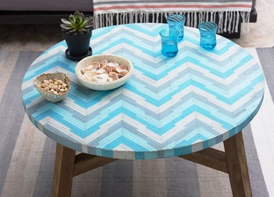 Aqua Glass Mosaic Tiled Coffee Table