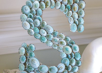 Aqua Limpet Shell Letter Sign