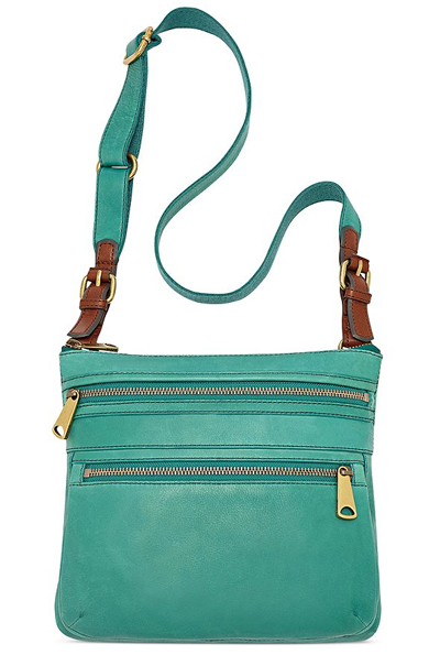 Fossil Explorer Teal Leather Crossbody