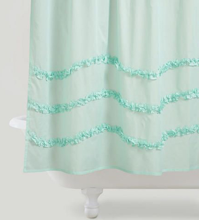 Harbor Blue Ruffle Shower Curtain