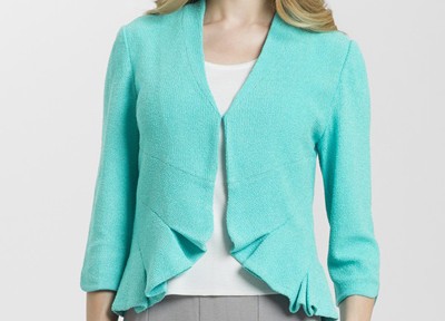 Pleat Detail Three Quarter Sleeve Knit Jacket