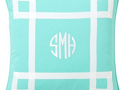 Ribbon Trim Monogram Pillow Cover