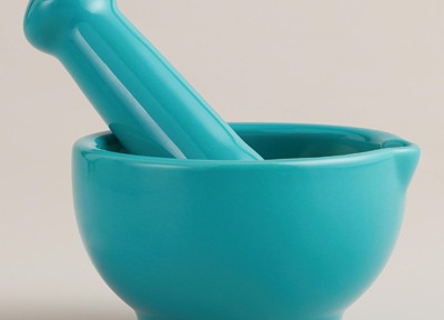 Turquoise Ceramic Mortar and Pestle