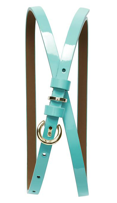 Turquoise Patent Skinny Belt