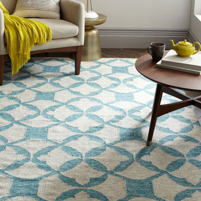 Aquamarine Tile Wool Kilim