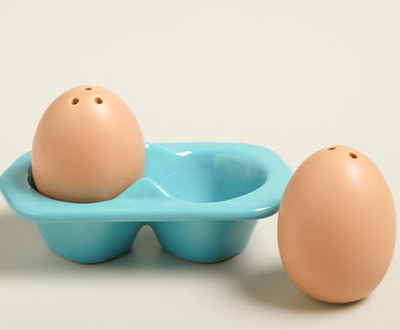 Egg Salt and Pepper Shakers in Crate