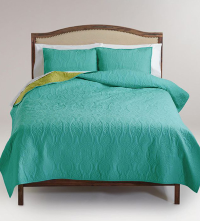 Turquoise and Oasis Green Simone Reversible Quilt