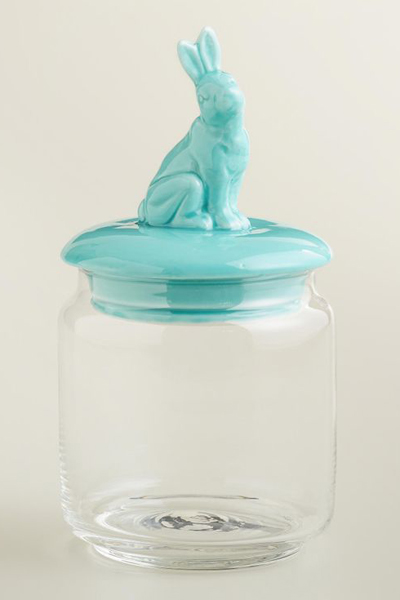 Aqua Easter Bunny Storage Jar