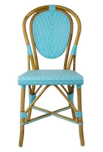 Azure & White Mediterranean Bistro Chair