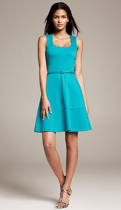 Belted Ponte Fit-and-Flare Dress