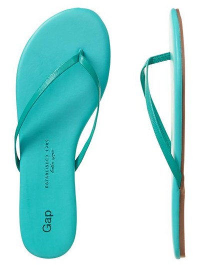 Turquoise Leather Flip Flops