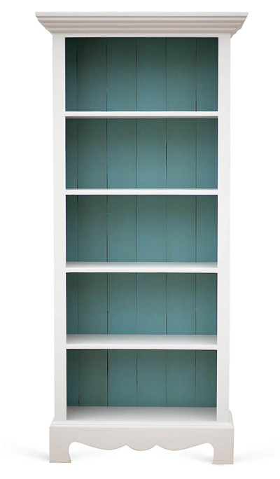 Gray and Turquoise Beach House Bookcase