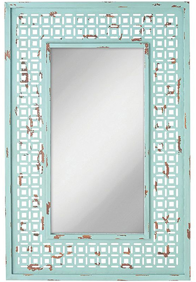 Distressed Turquoise Wall Mirror