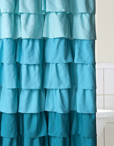 Ruffle Ombre Fabric Shower Curtain, Ruffle Shower Curtain Ombre