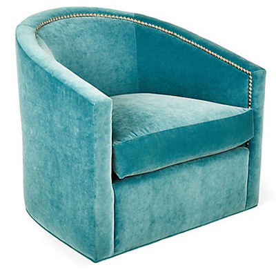 Turquoise Georgia Swivel Barrel Chair