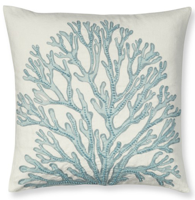 Coral Applique Pillow Cover with Beads