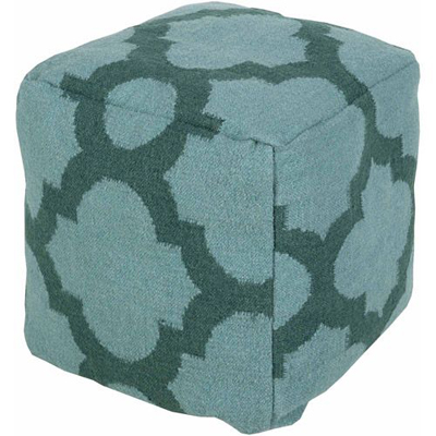 Moroccan Hand Made Teal Medallion Wool Pouf