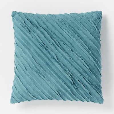 Aquamarine Diagonal Frayed Pillow