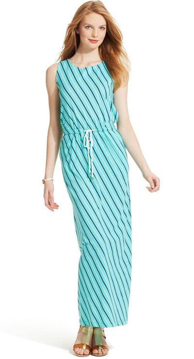 Tommy Hilfiger Striped Drawstring Maxi Dress