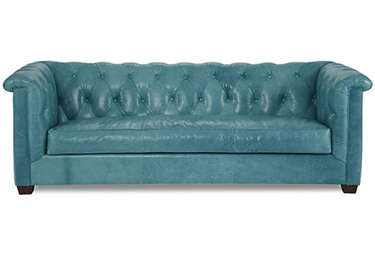 Turquoise Alexander Leather Sofa