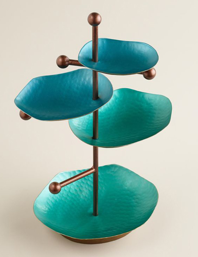 Turquoise and Green 4-Tiered Jewelry Stand